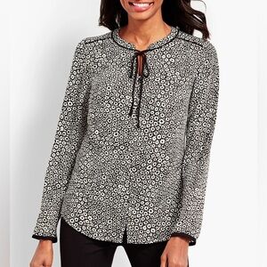 Talbots Black and White BOW-TIE BLOUSE Size 2X